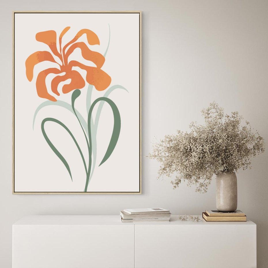 Obraz w ramie 50x70 - Kwiatowe Harmonie - kwiat, sztuka nowoczesna - rama drewno