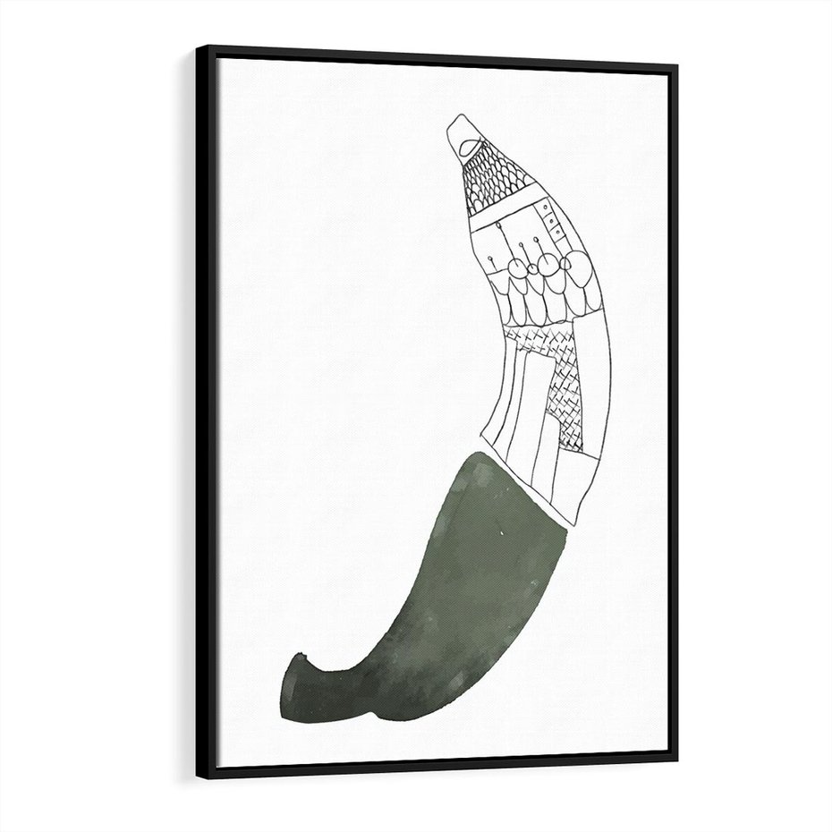 Obraz w ramie 70x100 - Rozkwitające Barwy Akwareli - minimalistyczny plakat, banan - rama czarna