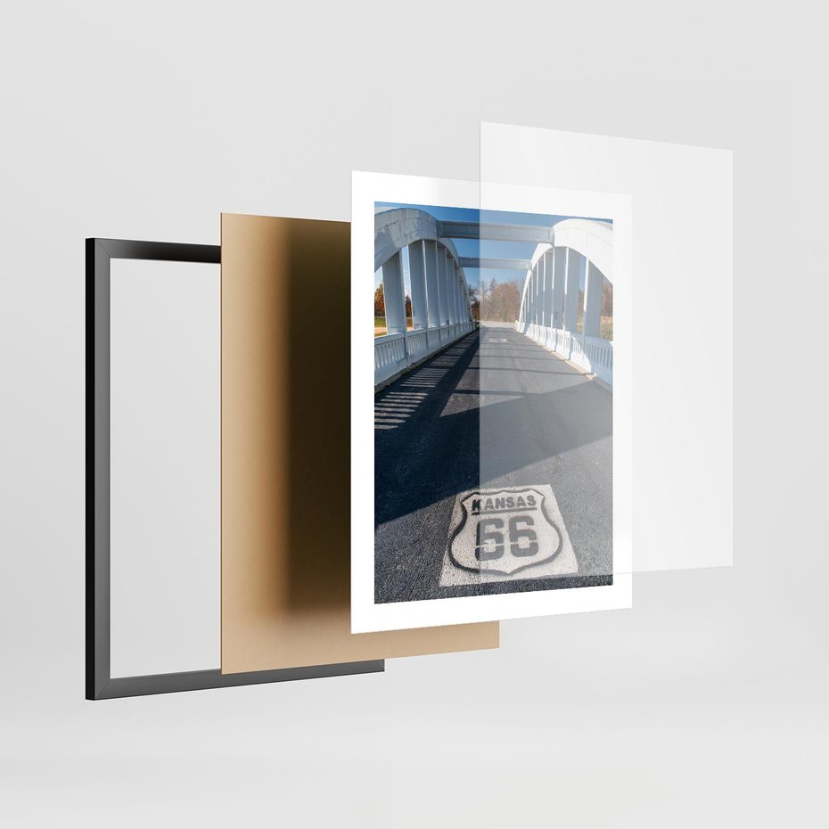 Plakat w ramie 40x50 - Kansas i Route 66 - Kansas, route 66 - rama czarna