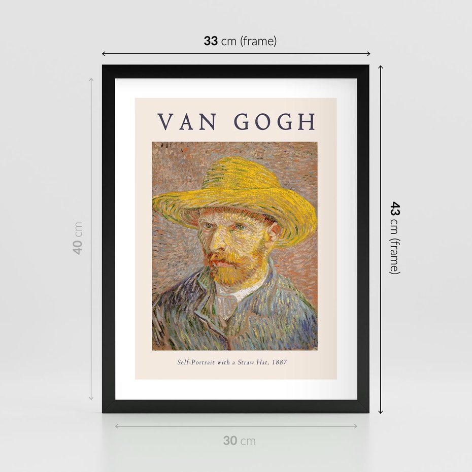 Plakat w ramie 30x40 - Autoportret van Gogha - van gogh, autoportret - rama czarna