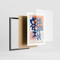 Plakat w ramie 50x70 - Migotliwe Nastroje - abstrakcyjna niebieska forma, dziwne kształty - rama czarna