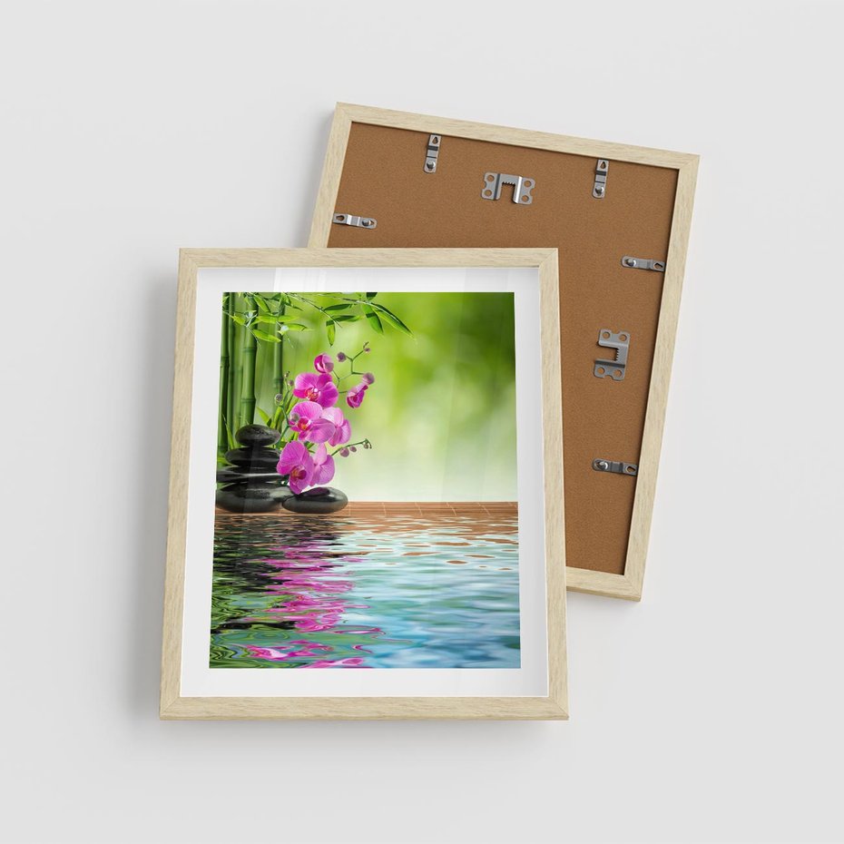 Plakat w ramie 40x50 - Oaza Storczyka i Wody - spa, storczyk - rama drewno