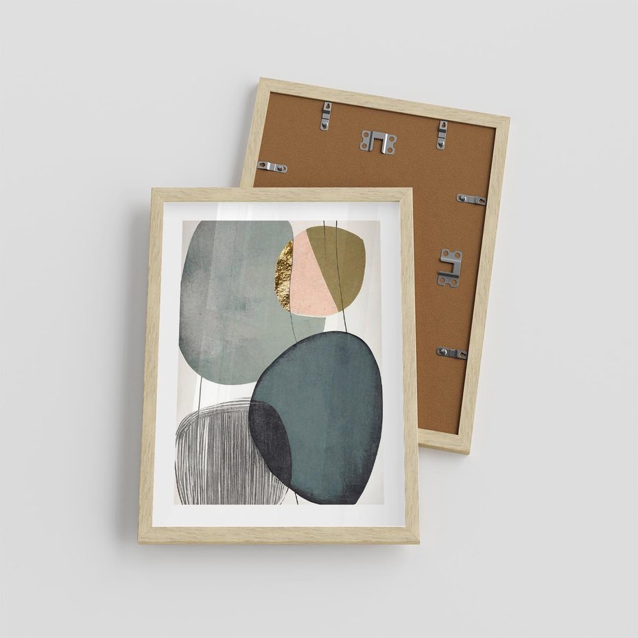 Plakat w ramie 30x40 - Przenikające Formy Duszy - abstrakcyjny obraz, geometryczne obłe formy - rama drewno