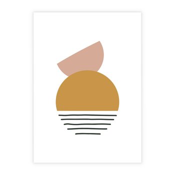 Plakat bez ramy 21x30 - Kolory Przyszłości - kompozycja kół i kresek, ciepłe kolory