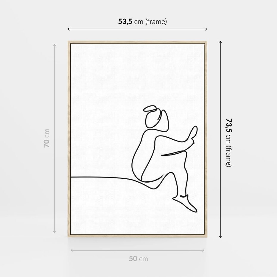 Obraz w ramie 50x70 - Linie Wewnętrznej Refleksji - line art, szkic - rama drewno