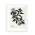 Plakat w ramie 40x50 - Szept kwiatowej wyobraźni - czarno biała grafika, roślinność - rama biała