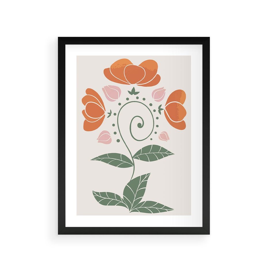 Plakat w ramie 30x40 - Migocące Kształty Kwiatów - kwiaty polne, plakat - rama czarna
