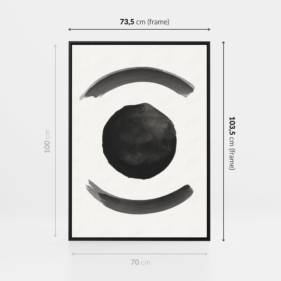 Obraz w ramie 70x100 - Bezczasowe Echo - abstrakcyjne plamy okręgi, akwarelowe - rama czarna