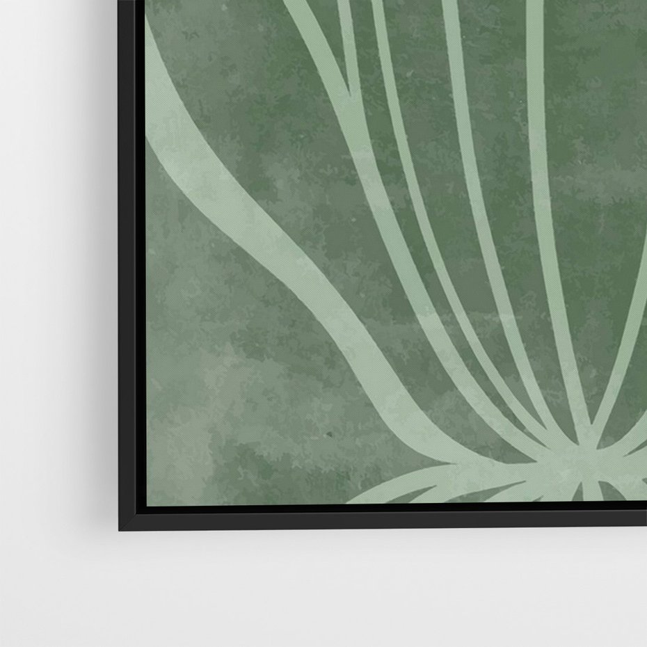 Obraz w ramie 50x70 - Zieleń Kształtująca Spokój - zielony plakat, roślinne inspiracje - rama czarna