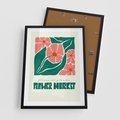 Plakat w ramie 50x70 - Retro Inspiracja - minimalistyczna kwiatowa kompozycja, pastelowe kolory - rama czarna
