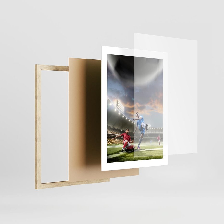 Plakat w ramie 30x40 - Ekscytacja Sportowego Świata - gol, mecz - rama drewno
