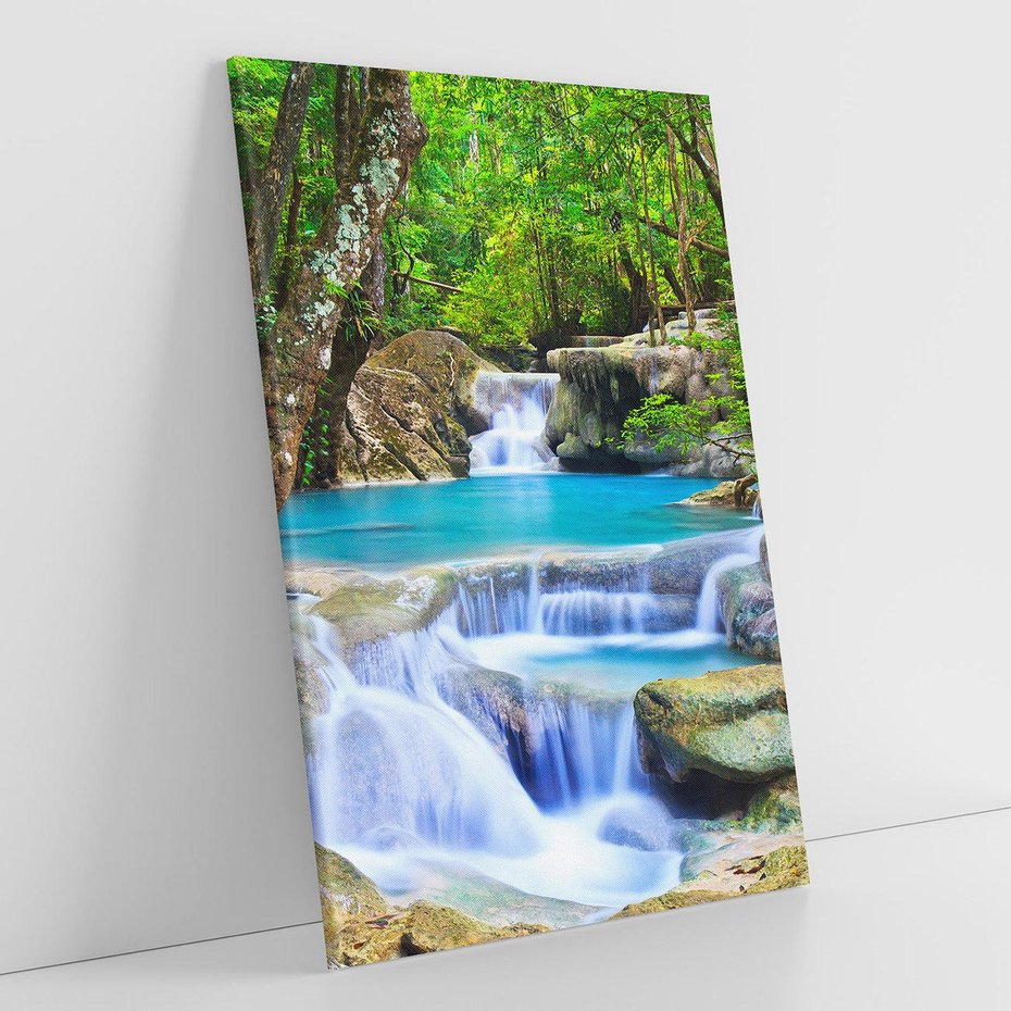 Obraz na płótnie 70x100 - Siła Rzeki i Urok Wodospadu - rzeka, wodospad