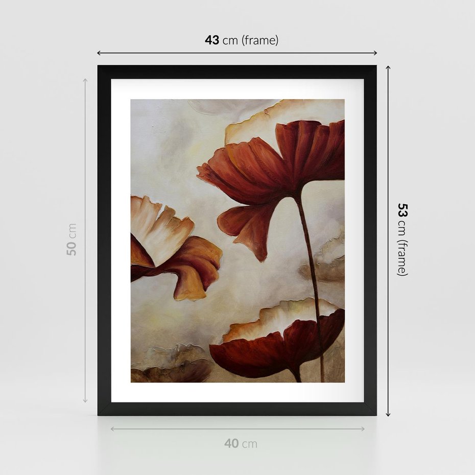 Plakat w ramie 40x50 - Sztuka Kwiatów - kwiaty, sztuka - rama czarna