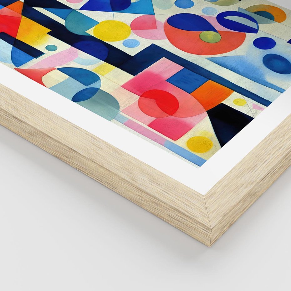 Plakat w ramie 30x40 - Księga Akwarelowych Przeniknięć - abstrakcyjny obraz, różne kolorowe kształty - rama drewno