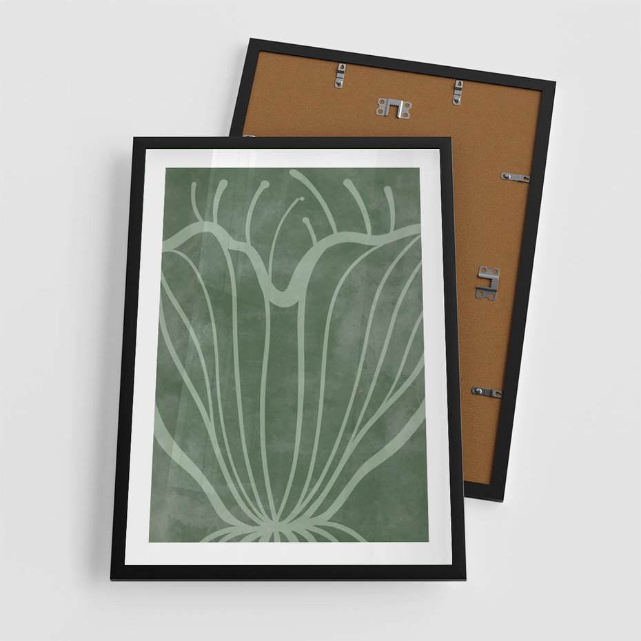 Plakat w ramie 50x70 - Zieleń Kształtująca Spokój - zielony plakat, roślinne inspiracje - rama czarna