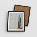 Plakat w ramie 40x50 - Zieleń i Subtelność - kaktusy, liście - rama czarna