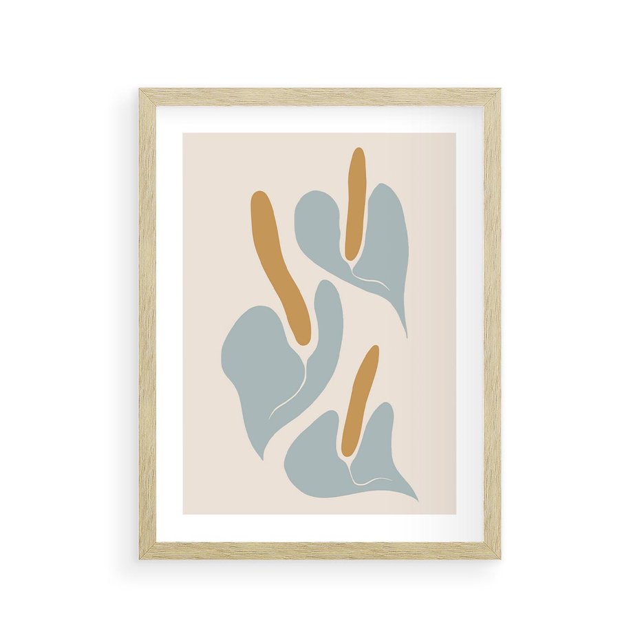 Plakat w ramie 30x40 - Kwiaty Pasteli - kwiaty, nowoczesne i minimalistyczne - rama drewno