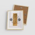 Plakat w ramie 40x50 - Minimalistyczna Monstera: Złoty Prostokąt - liść monstery, minimalizm - rama drewno