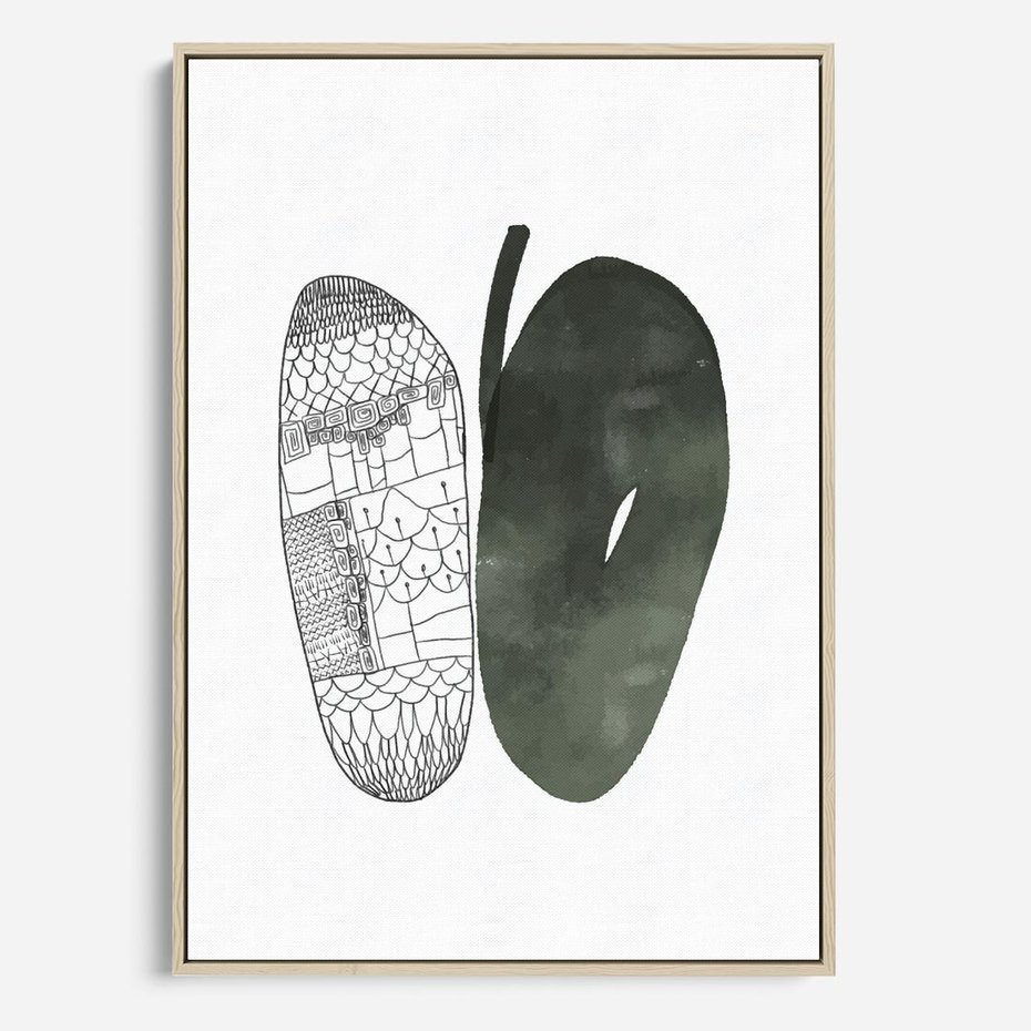 Obraz w ramie 70x100 - Przesunięte Jabłko - minimalistyczny plakat, jabłko - rama drewno