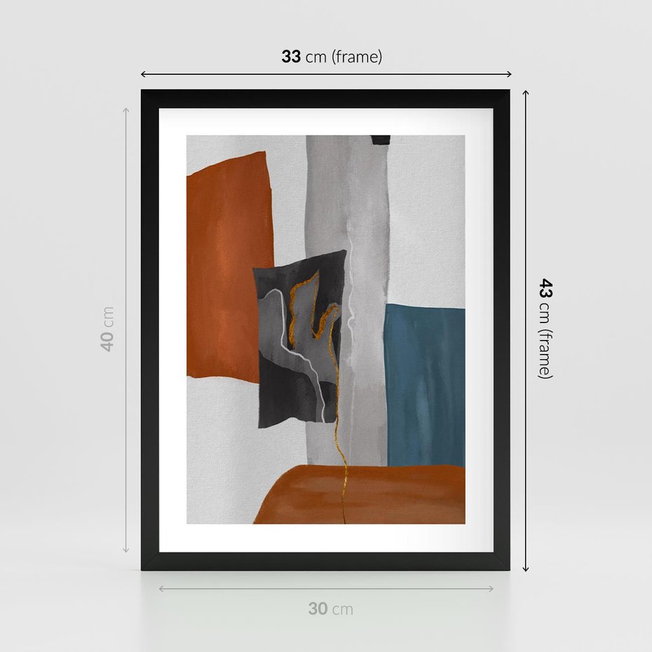 Plakat w ramie 30x40 - Nowoczesna geometria - nowoczesny, geometryczny - rama czarna