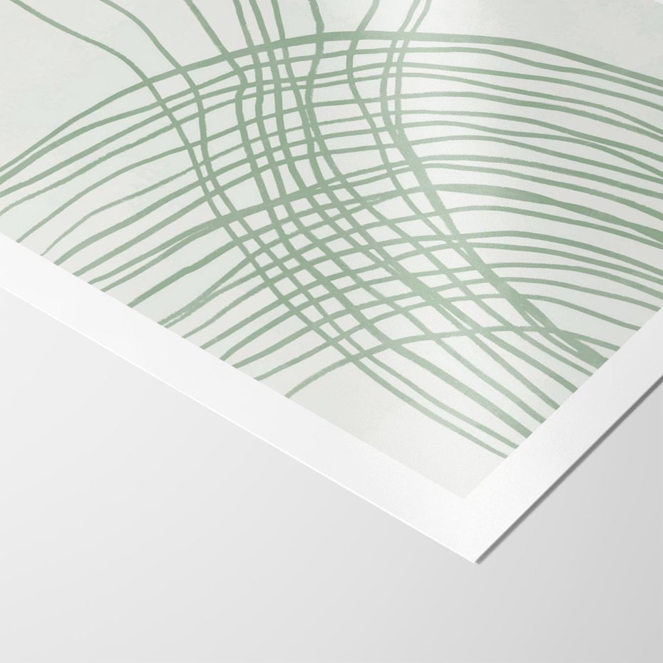 Plakat bez ramy 30x40 - Migotliwa Spokojna Zieleń - zielony plakat, abstrakcyjne splątane linie