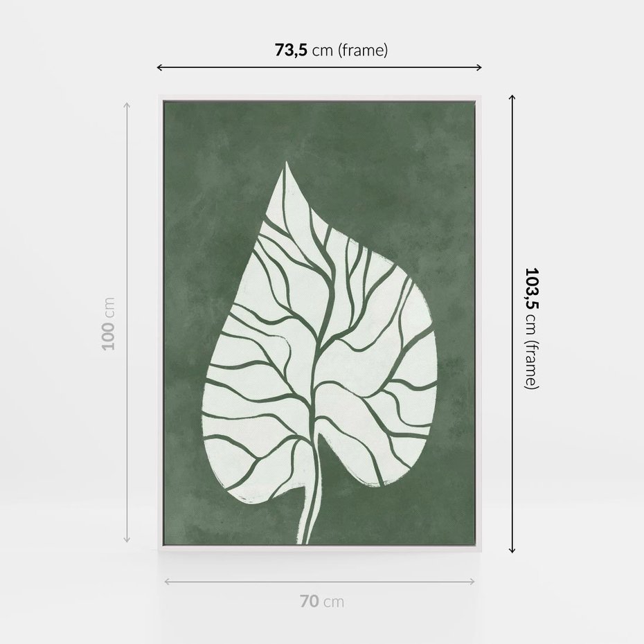 Obraz w ramie 70x100 - Migotliwe Wnętrze Zieleni - zielony plakat, roślinne motywy - rama biała