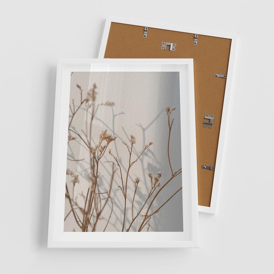 Plakat w ramie 50x70 - Boho gałązki suche - gałązki, suche - rama biała