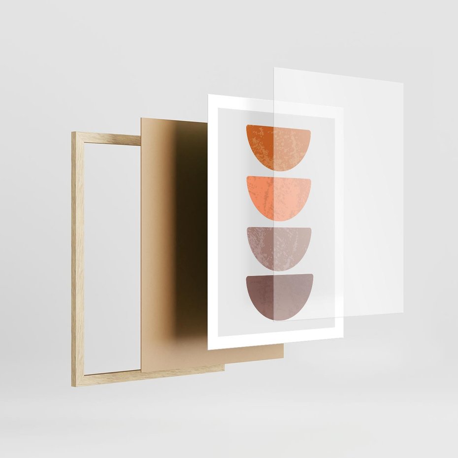 Plakat w ramie 50x70 - Minimalizm i Geometria - minimalistyczny obraz, mid-century styl - rama drewno