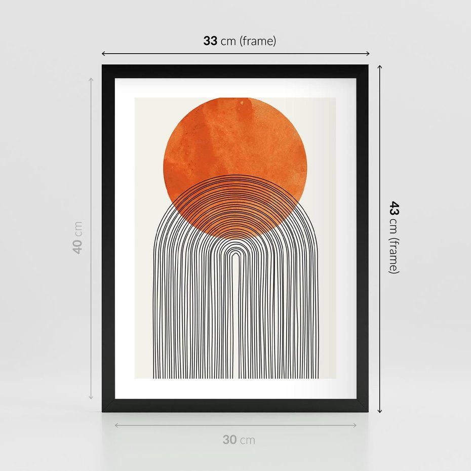 Plakat w ramie 30x40 - Abstrakcyjne Pulsacje - koło, boho styl - rama czarna