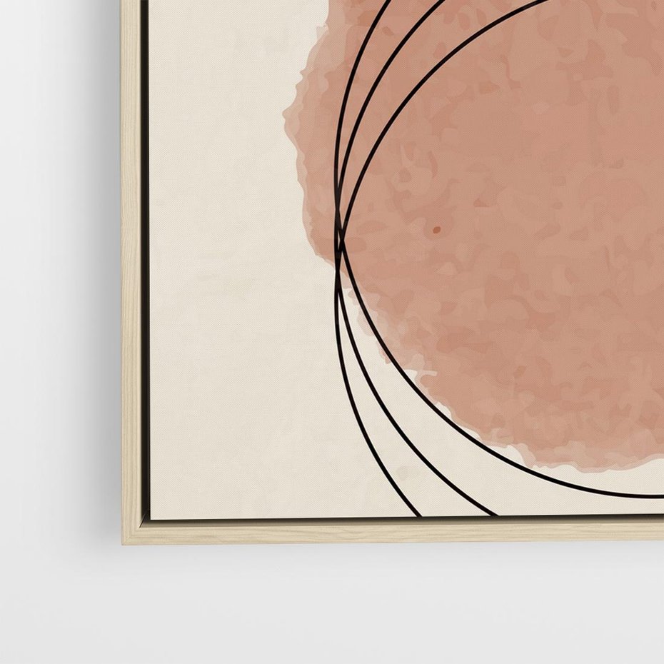 Obraz w ramie 80x80 - Migotliwe Kontury - akwarelowa plama, geometryczne szkicowane kształty - rama drewno