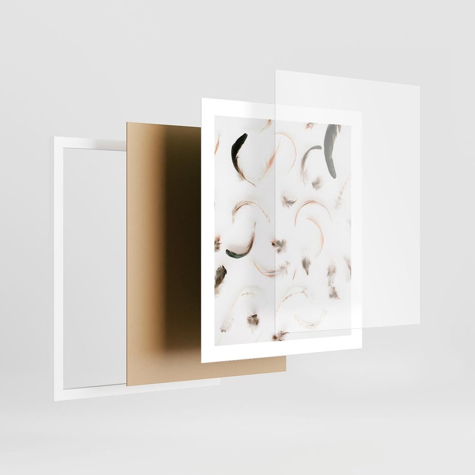 Plakat w ramie 40x50 - Kompozycja z Piór - pióra, kompozycja - rama biała