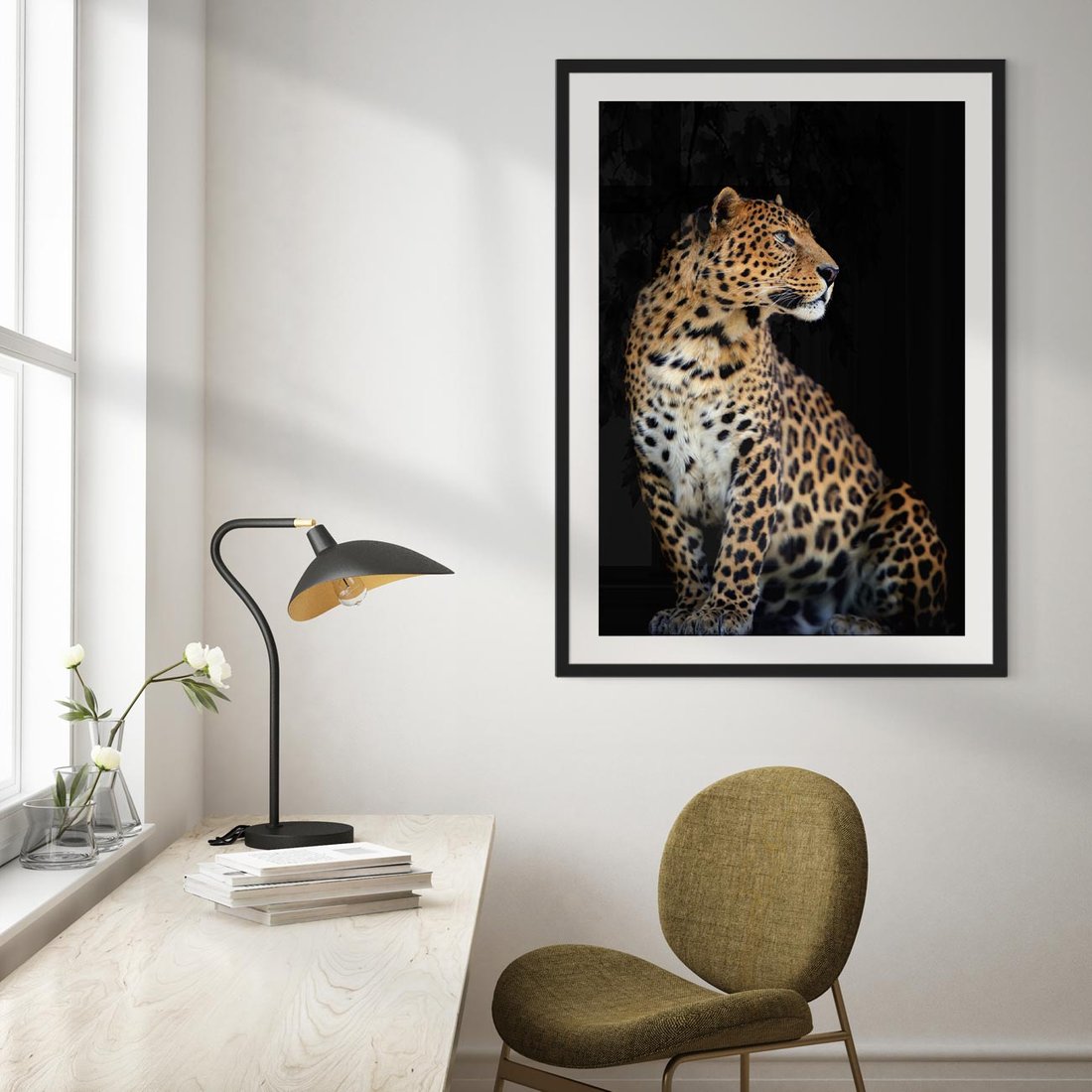 Plakat w ramie 40x50 - Elegancja Jaguarowej Pantery - jaguar, pantera - rama czarna