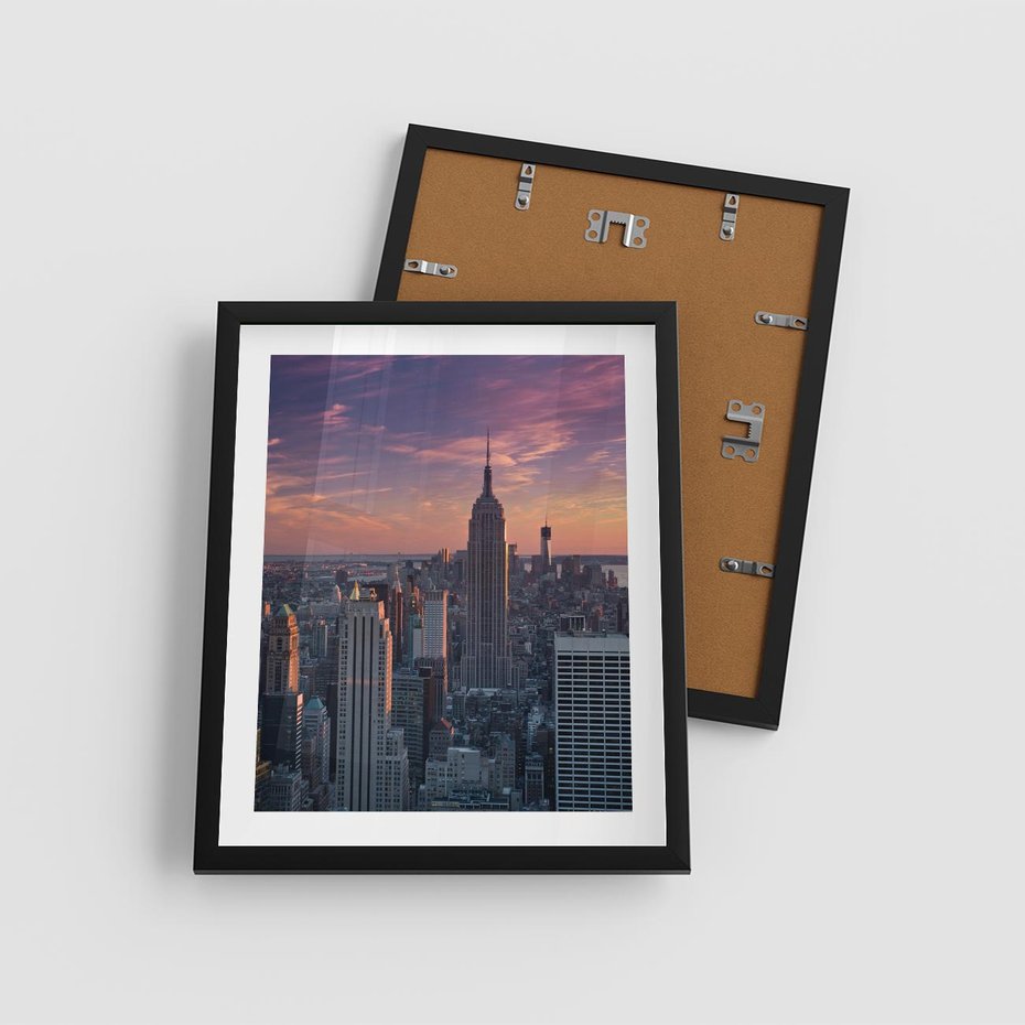 Plakat w ramie 40x50 - Nowy Jork - Błyskawice Manhattanu - Nowy Jork, Manhattan - rama czarna