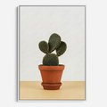 Obraz w ramie 80x120 - Kwiatowy taniec kaktusa - kaktus, kwiat - rama biała