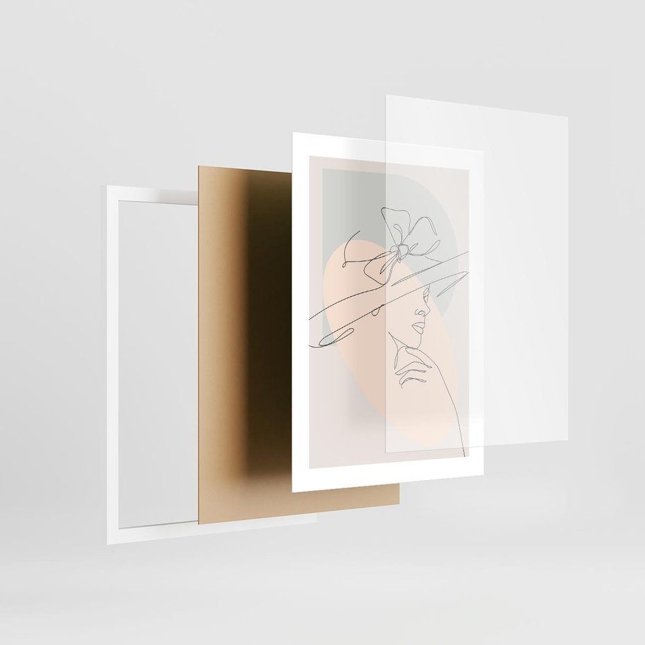 Plakat w ramie 30x40 - Twarz Kobiety w Pastelach - minimalistyczna grafika, pastelowe tłó - rama biała