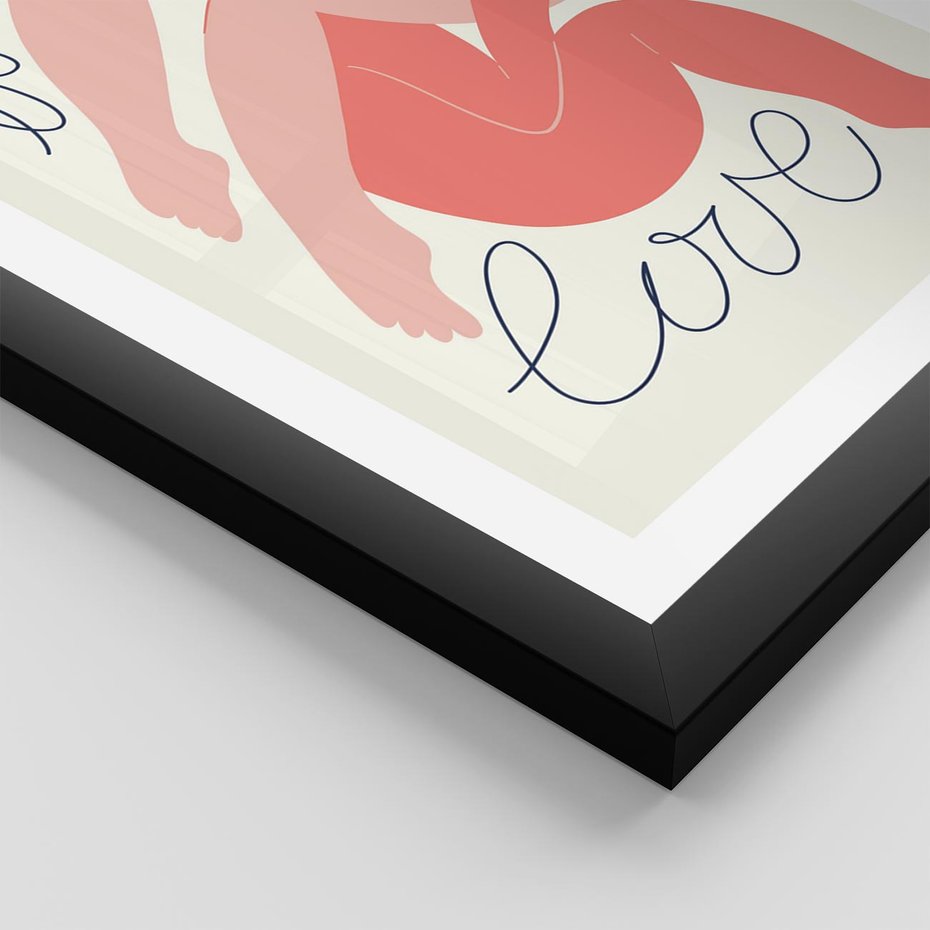 Plakat w ramie 30x40 - Dźwięk ciszy na płótnie - para zakochanych, graficzny obraz - rama czarna