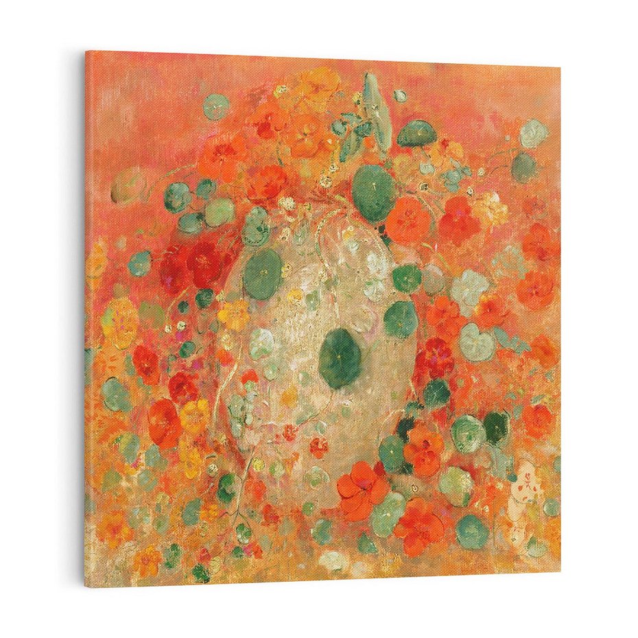 Obraz na płótnie 40x40 - "Nasturcje" (1905) Odilon Redon - Reprodukcja - reprodukcja, obraz na płótnie