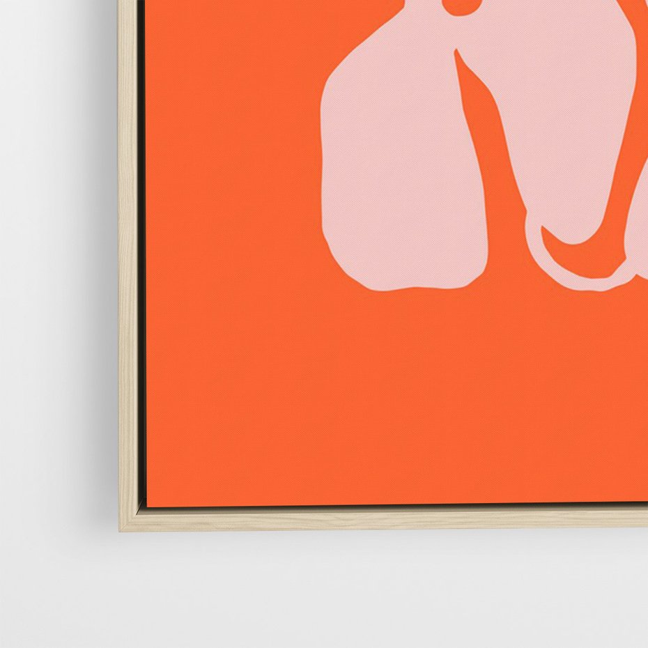 Obraz w ramie 70x100 - Taniec Abstrakcji - kwiaty, energetyczne pomarańczowe tłó - rama drewno