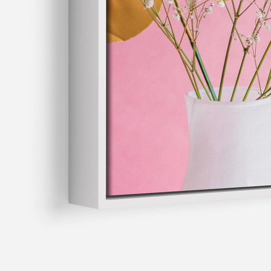 Obraz w ramie 80x80 - Przyjemność Złotej Natury - złote, liście - rama biała