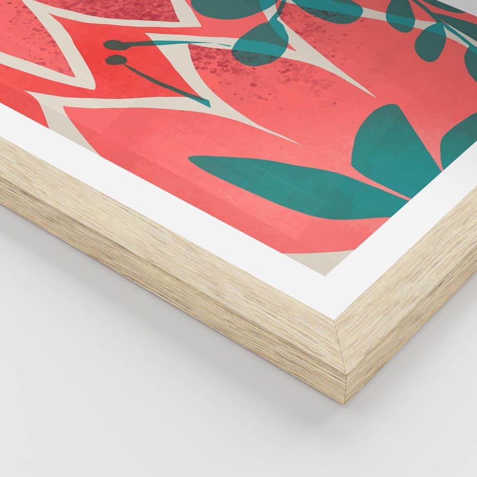 Plakat w ramie 30x40 - Migotliwe Kształty Plam - nowoczesny plakat, abstrakcyjne kwiaty - rama drewno