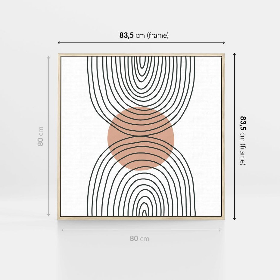 Obraz w ramie 80x80 - Przenikające Widzenia - półkola, koło - rama drewno