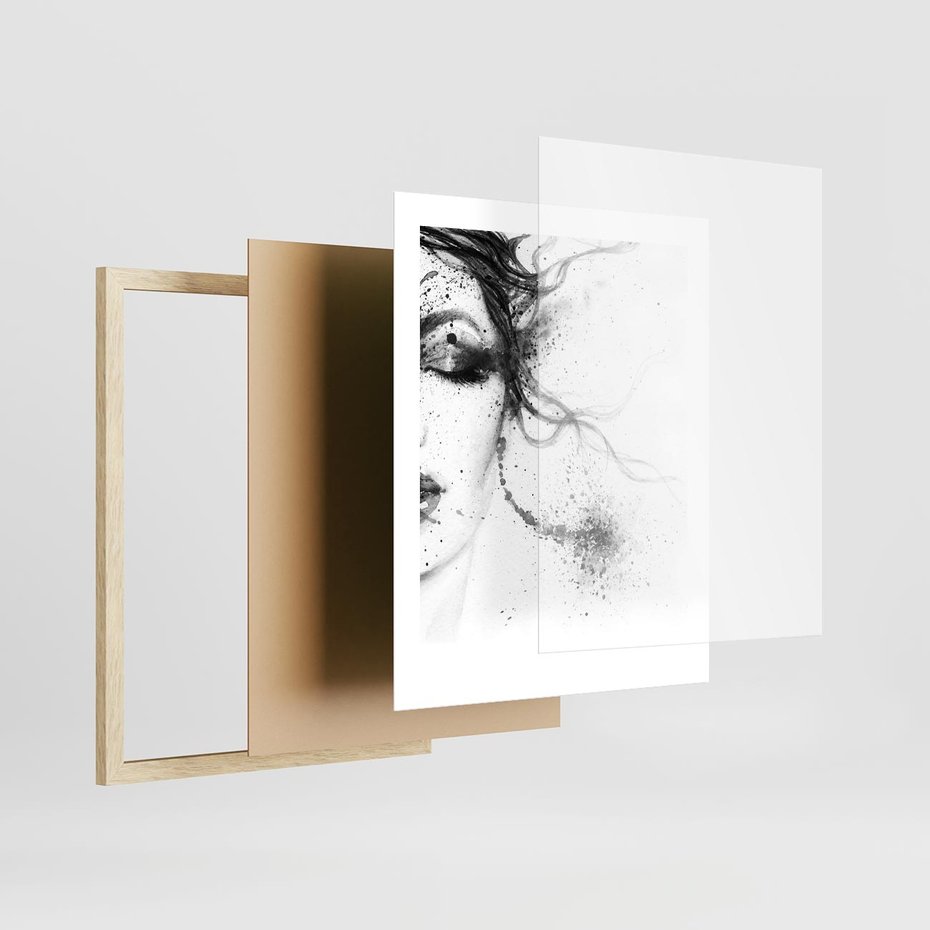 Plakat w ramie 40x50 - Eksplozja Kolorów - akwarela, abstrakcja - rama drewno