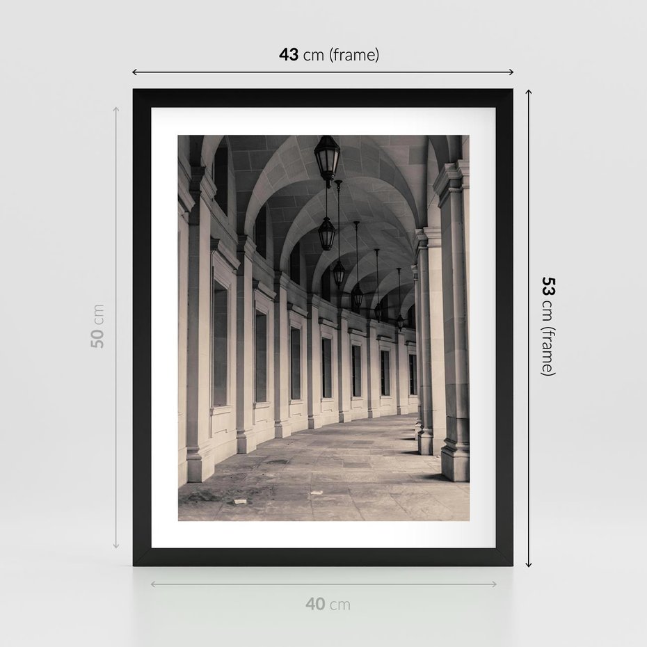 Plakat w ramie 40x50 - Kolumny Elegancji - architektura, kolumny - rama czarna