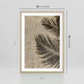 Plakat w ramie 50x70 - Plażowa Idylla - palma, cień na piasku - rama drewno