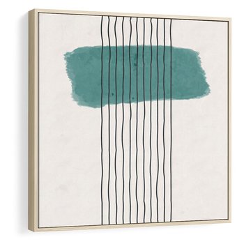 Obraz w ramie 80x80 - Bezczasowe Wspomnienia - abstrakcyjna akwarelowa plama, nieregularne kreski - rama drewno