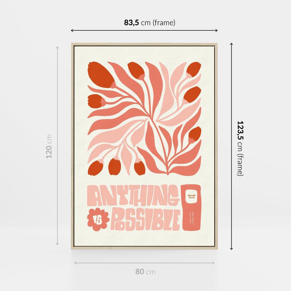 Obraz w ramie 80x120 - Migotliwa Euforia - kompozycja w łososiowym kolorze, kwiaty - rama drewno