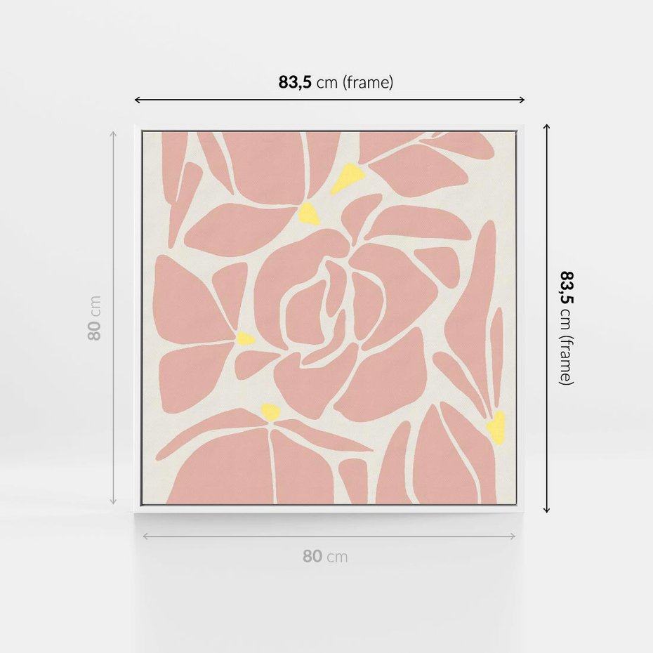 Obraz w ramie 80x80 - Rozplątane Akwarelowe Formy - abstrakcyjne boho kwiaty, kompozycja - rama biała