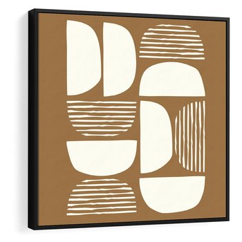 Obraz w ramie 50x50 - Wewnętrzne Spektrum - geometryczne boho kształty na brązowym, karmelowym tle - rama czarna