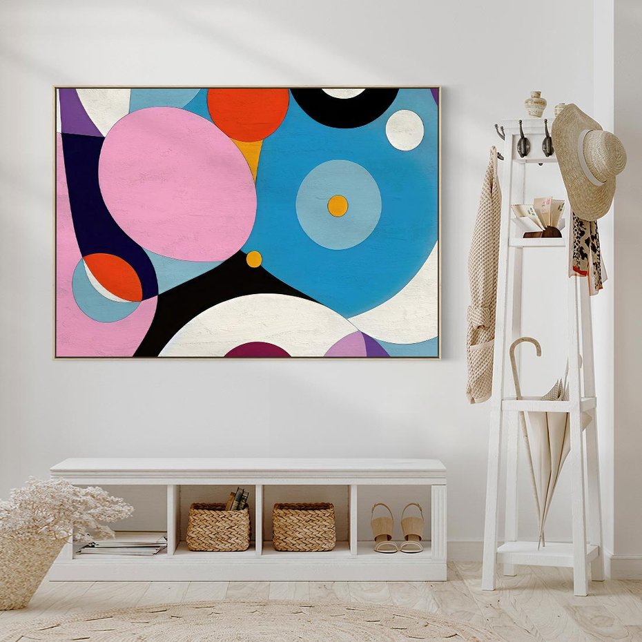 Obraz w ramie 70x50 - Kolorowe Ulotności - abstrakcyjny obraz olejny, żywe kolory - rama drewno