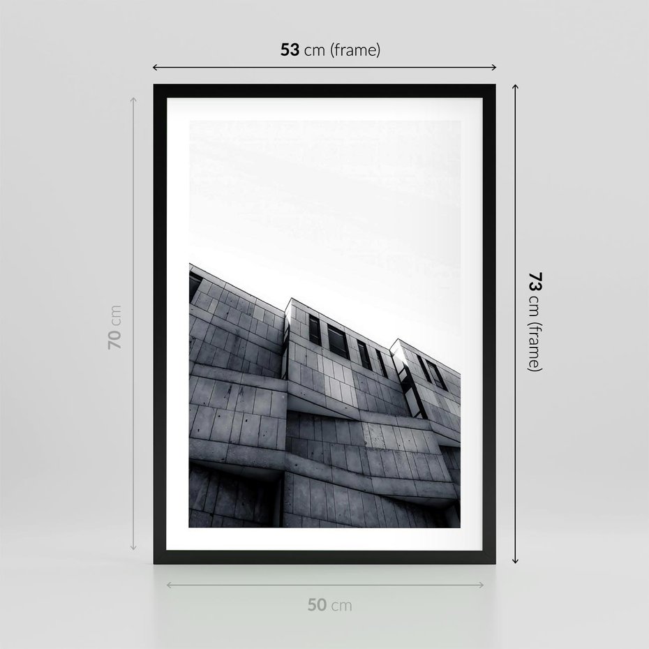 Plakat w ramie 50x70 - Surowa Elegancja Architektury - architektura, surowe formy - rama czarna